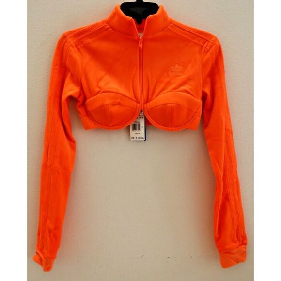 Adidas Originals x Jeremy Scott H50966 Women Sz XS Orange Fashion Track Top - Picture 1 of 9